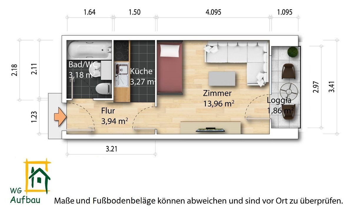 1-Zimmer Mietwohnung - Großzschachwitz - Foto 2