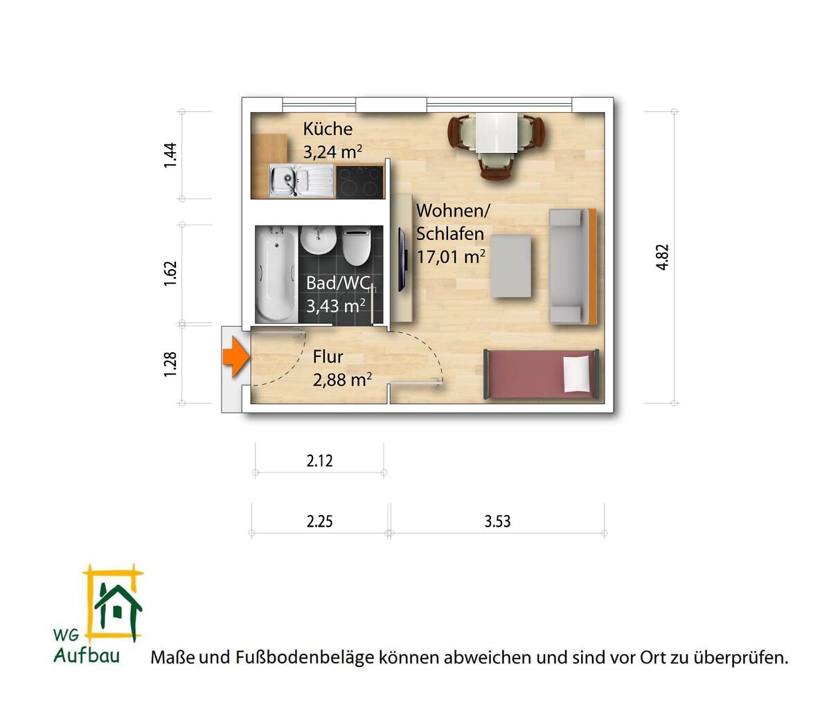 1-Zimmer Mietwohnung - Großzschachwitz - Foto 2